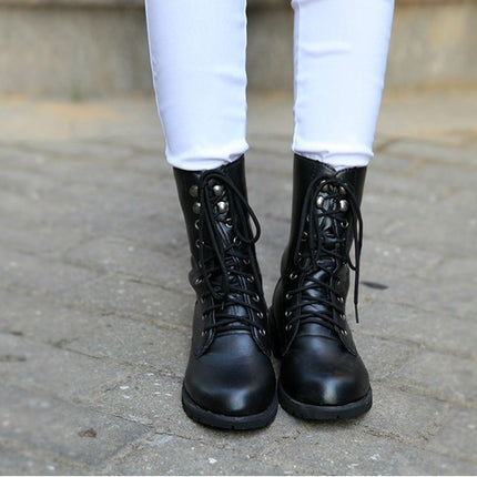 Lace-up Combat Boots Mid-calf Winter Boot for Women