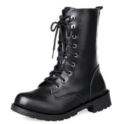 Lace-up Combat Boots Mid-calf Winter Boot for Women