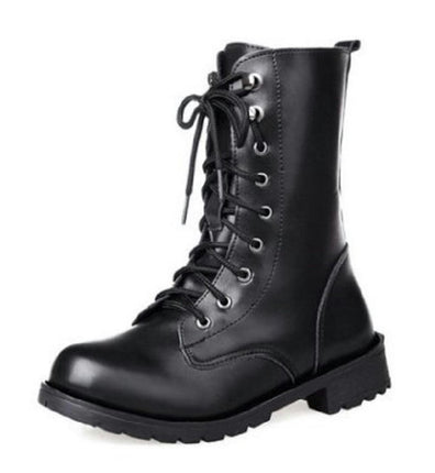 Lace-up Combat Boots Mid-calf Winter Boot for Women