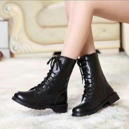 Lace-up Combat Boots Mid-calf Winter Boot for Women