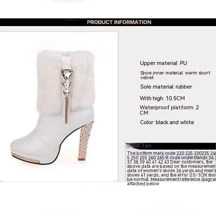 Women's Ankle Booties Chunky High Heel Platform Winter Boots