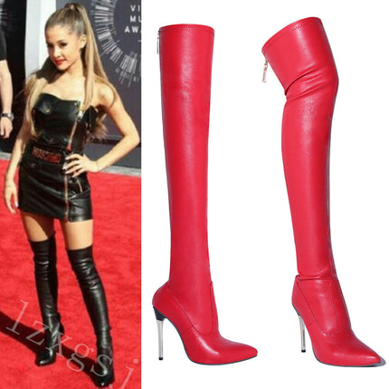 Women's Over The Knee Thigh High Boots Long Pointed Toe Stiletto High Heels Boots