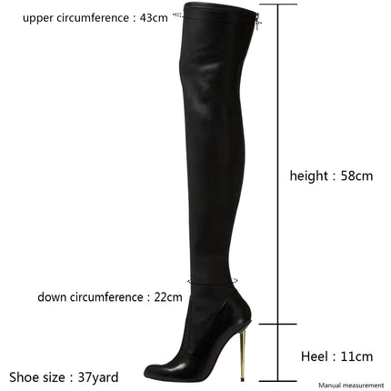 Women's Over The Knee Thigh High Boots Long Pointed Toe Stiletto High Heels Boots