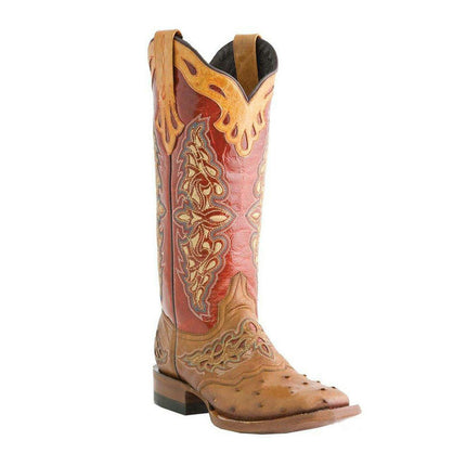 Women's Cowboy Cowgirl Boots Western Wide Square Toe Mid Calf Boots