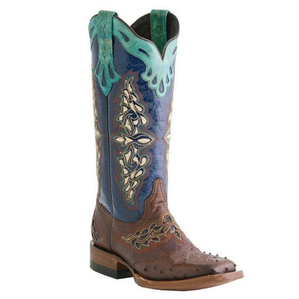 Women's Cowboy Cowgirl Boots Western Wide Square Toe Mid Calf Boots