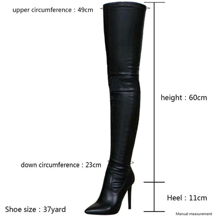 Women's Thigh High Boots Heels Over The Knee Boots Pointed Toe Stiletto Knee High Boots