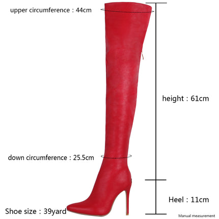 Women's Thigh High Boots Heels Pointed Toe Stiletto Knee High Boots