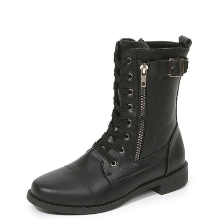 Women's Ankle Booties Winter Lace up Mid Calf Military Combat Boots