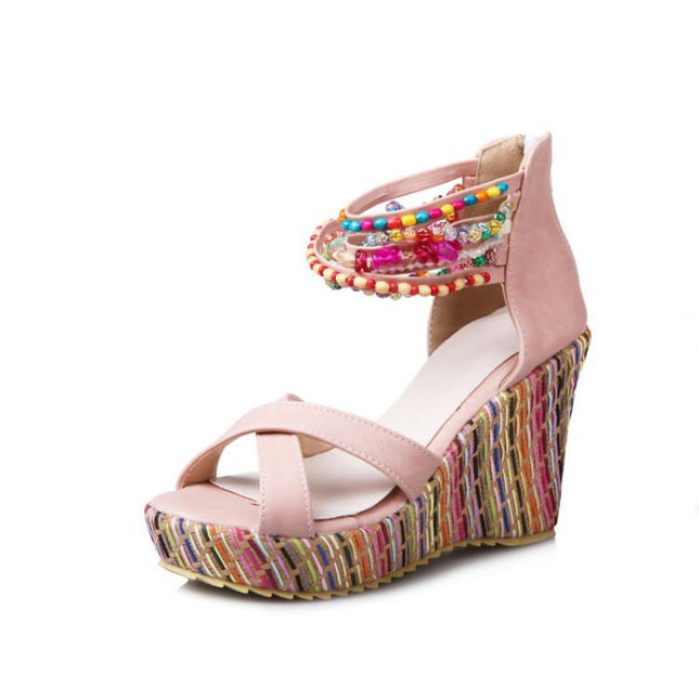 Women's Wedge Sandals Across The Top Platform Sandals High Heels