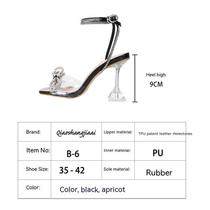 Women's Bow Ankle Strap Crystal Pumps Wedding Bridal Party Stilettos Heeled Sandals