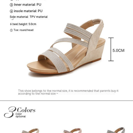 Women's Sandals Open Toe Elastic Ankle Strap Wedge Sandals for Women Comfortable Platform Shoes