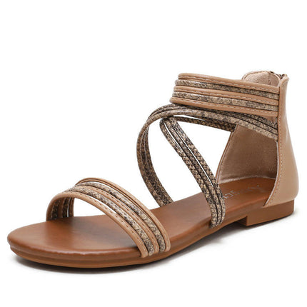 Strappy Sandals for Women Summer Flat Roman Comfy Women's Sandals