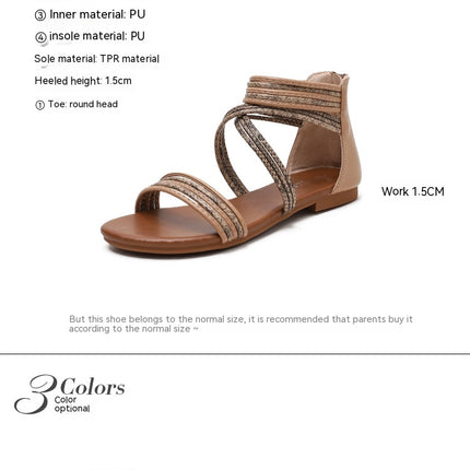 Strappy Sandals for Women Summer Flat Roman Comfy Women's Sandals