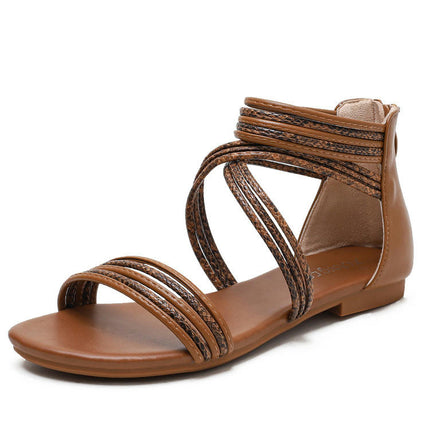 Strappy Sandals for Women Summer Flat Roman Comfy Women's Sandals