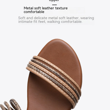 Strappy Sandals for Women Summer Flat Roman Comfy Women's Sandals