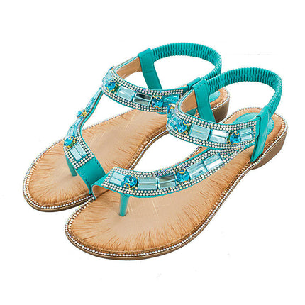 Women's Flats Sandals Bohemian Summer Open Toe Elastic Ankle Strap Sandals