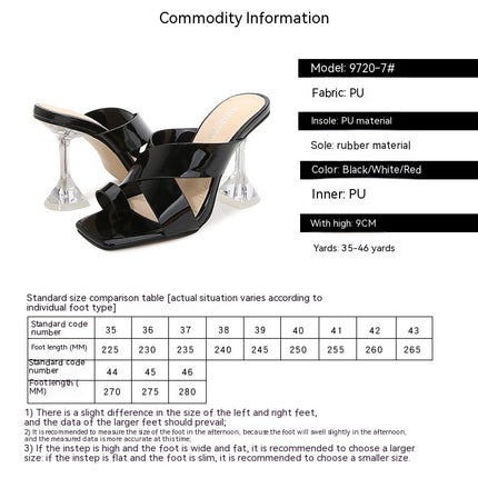 Women's High Heels Square Open Toe High Heeled Sandals Slip On Slides Dress Shoes