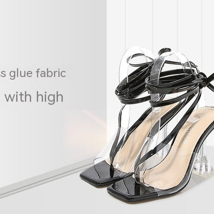 Fashion Transparent Open Toe High Heels Sexy Stiletto Party Shoes for Ladies