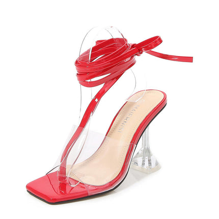 Fashion Transparent Open Toe High Heels Sexy Stiletto Party Shoes for Ladies