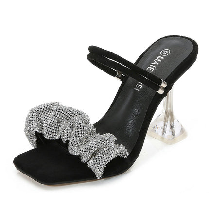 Women's Crystal Heeled Sandals -Summer Evening Dress Sandals for Women