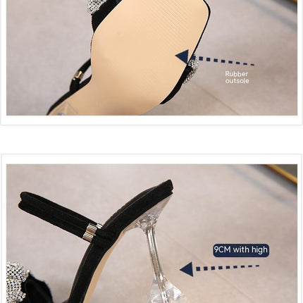 Women's Crystal Heeled Sandals -Summer Evening Dress Sandals for Women