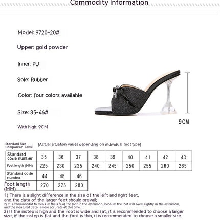 Women's Fashion High Heels Sexy Open Toe Square Toe Slip On Slides High Heels