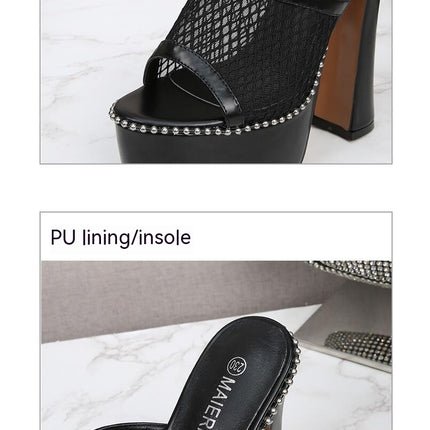 Women Open-Toe Platform Wedge Sandals Stiletto Slip On Slides Sandals