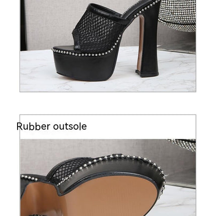 Women Open-Toe Platform Wedge Sandals Stiletto Slip On Slides Sandals