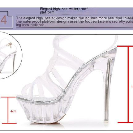 Women's Clear Heels Dressy Sandals Ankle-Strap Sandals