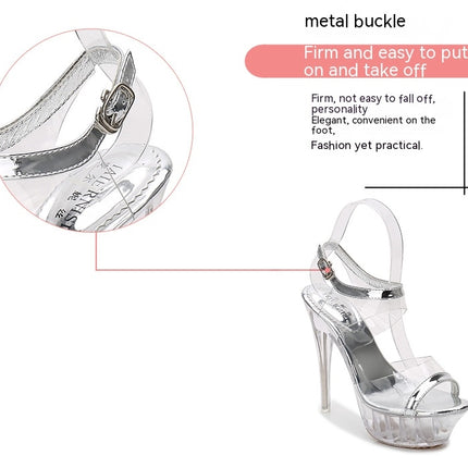 Women's Clear Heels Platform Dressy Sandals Ankle-Strap Sandals