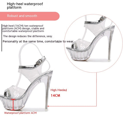 Women's Clear Heels Platform Dressy Sandals Ankle-Strap Sandals