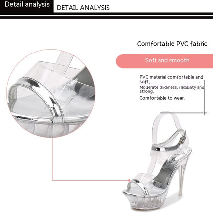 Women's Clear Heels Platform Dressy Sandals Ankle-Strap Sandals