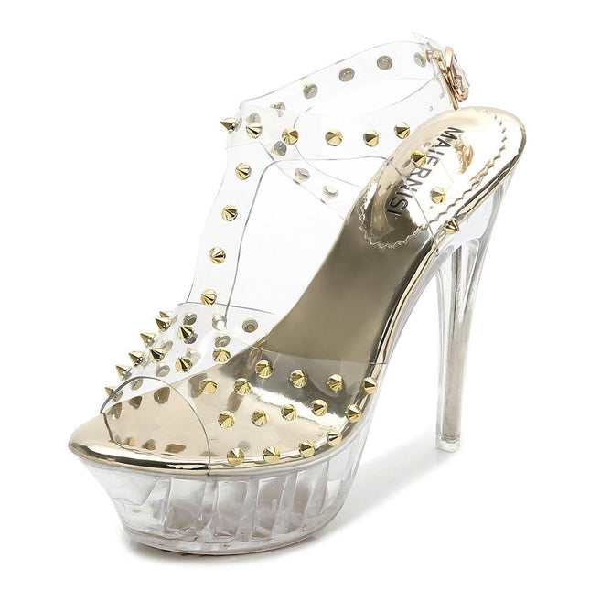 Women's Clear Sexy Platform Peep Toe Strap High Heel Sandals