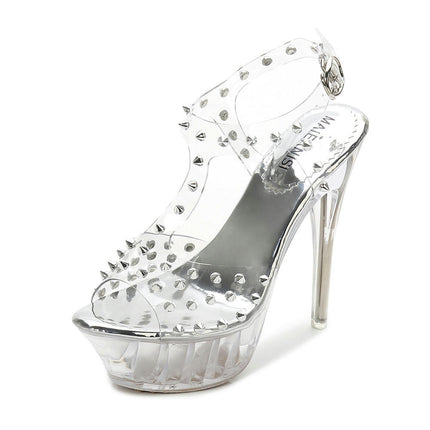 Women's Clear Sexy Platform Peep Toe Strap High Heel Sandals