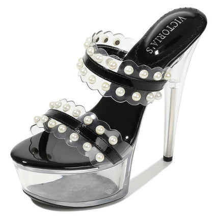 Women's Clear Heels Platform Sandals Slip on Sandals