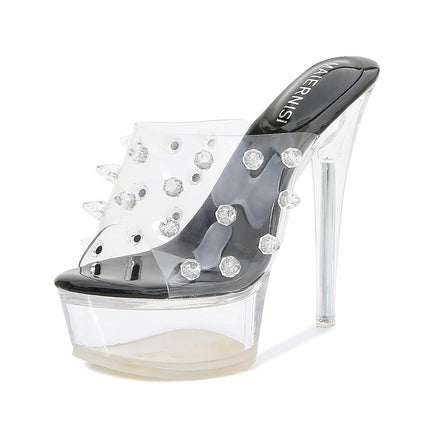 Women's Clear Sandals Platform High Heels Slip on Sandals