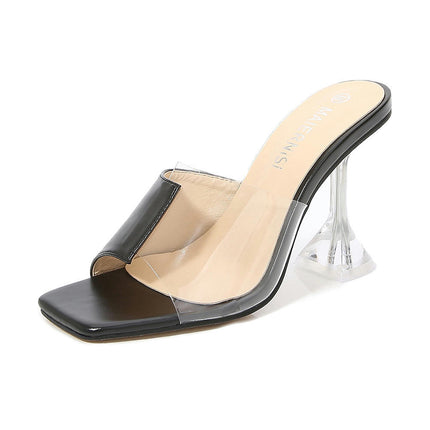 Women's Clear Heels Sandals Slip On High Heeled Dress Shoes