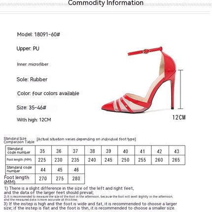 Women Stiletto High Heel Pointed Toe Ankle Strap Dress Pumps Slip-on Buckle Heels