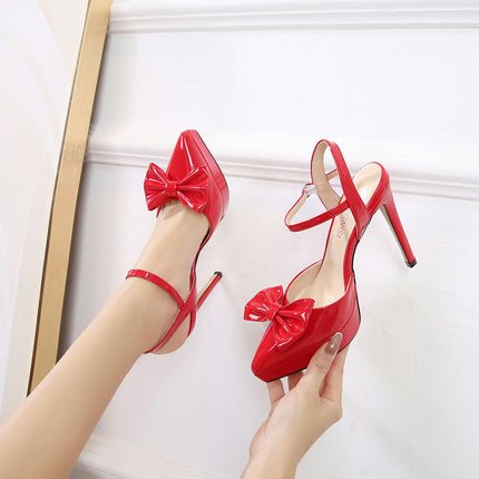 Women's Stiletto High Platform Heel Pointy Toe Ankle Strap Closed Toe Sandals