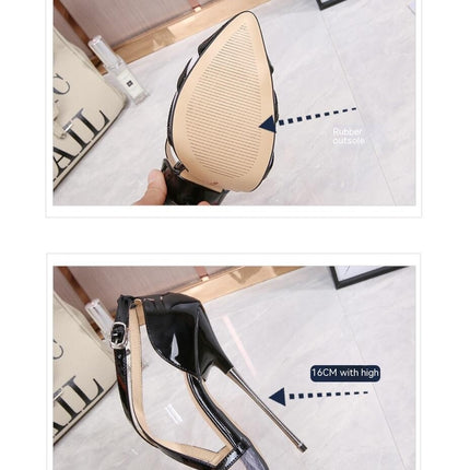 Women's Pointed Toe Stiletto Strap High Heels Ladies Ankle Buckle Sandals