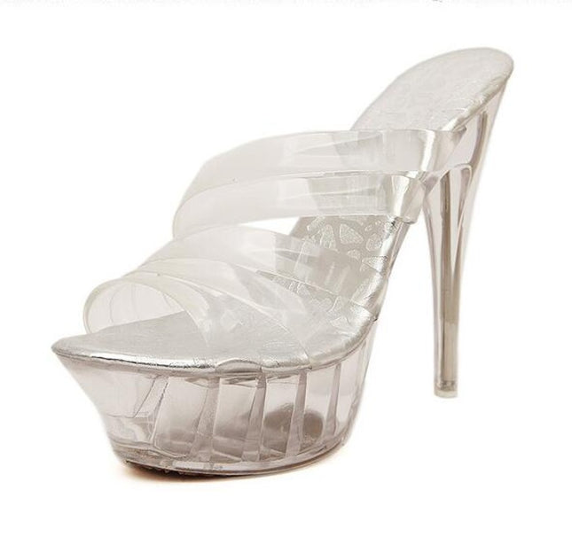 Clear Heels for Women Platform High Heels Sandals Stiletto Open Toe Strap Heeled Sandals