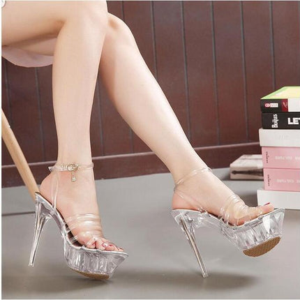 Clear Heels for Women Platform Stiletto High Heels Sandals Open Toe Strap Heeled Sandals