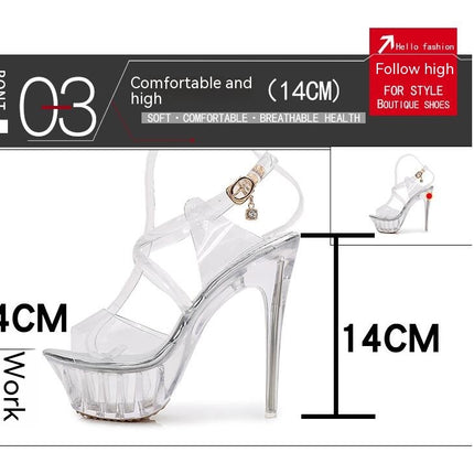 Women's Clear Heels Platform Stiletto High Heels Sandals Open Toe Strap Heeled Sandals