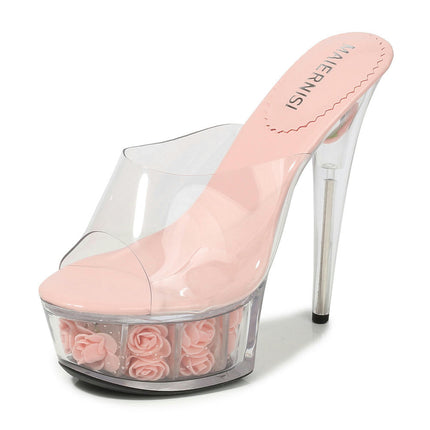 Platform Heels for Women Clear Stiletto Heels Sandals Open Toe Heeled Sandals