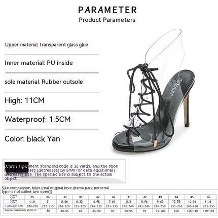 Women's Clear Strap Stiletto Heel Lace Up Heels Sandals