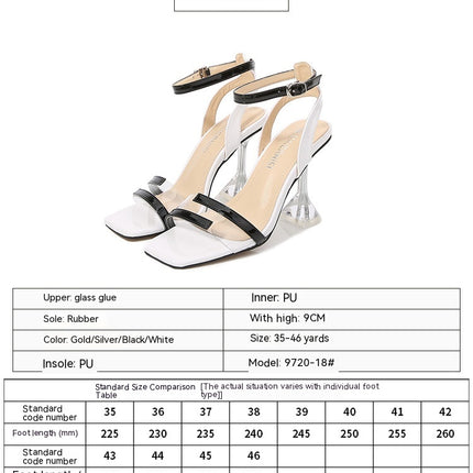 Women's Clear Heels Sandals Open Toe Ankle Strap Stiletto High Heel Sandals