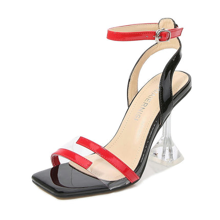 Women's Clear Heels Sandals Open Toe Ankle Strap Stiletto High Heel Sandals