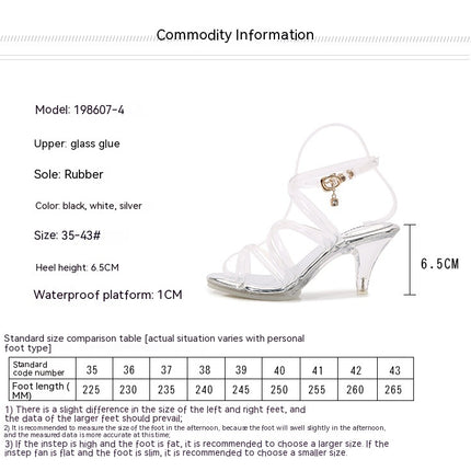 Women's Clear Heels Sandals Ankle Strap Stiletto Heels Open Toe Heeled