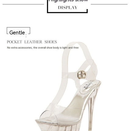 Women's Clear Platform Heels Sandals Ankle Strap Stiletto Heels Open Toe Heeled