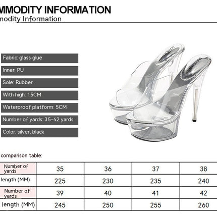 Women's Clear Platform High Heel Sandals Open Toe Slip on Heeled Sandals